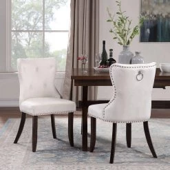 White Tufted Upholstery Dining Chair with Wood Legs, Set of 2 by Wateday 13 White Tufted Upholstery Dining Chair with Wood Legs, Set of 2 by Wateday -Wateday Sales Store white wateday dining chairs yj pp036895aaa 31 1000