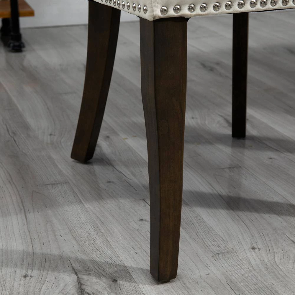 White Tufted Upholstery Dining Chair with Wood Legs, Set of 2 by Wateday 6 White Tufted Upholstery Dining Chair with Wood Legs, Set of 2 by Wateday - Image 6