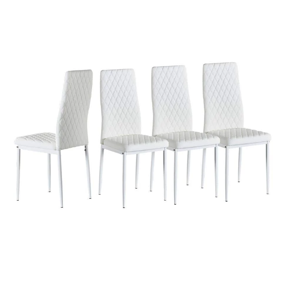 White Upholstered Leather Dining Chair, Set of 4 by Wateday 1 White Upholstered Leather Dining Chair, Set of 4 by Wateday