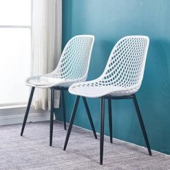 White plastic dining chair without arms, set of 2 by Wateday -Wateday Sales Store white wateday dining chairs yj yuki9595136 31 1000