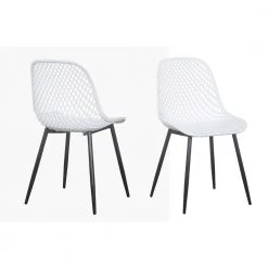 White plastic dining chair without arms, set of 2 by Wateday