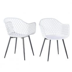 White plastic dining chair with arms, set of 2 by Wateday