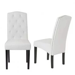 White PU Upholstered Dining Side Chairs (Set of 2) by Wateday