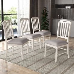White Upholstered Dining Side Chair (Set of 4) by Wateday -Wateday Sales Store white wateday dining chairs yj yuki9596050 31 1000