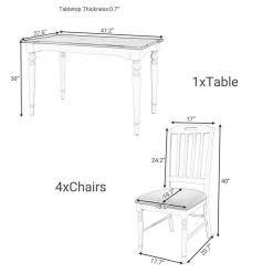 5-Piece Rectangular Wood Top Gray Dining Table Set by Wateday -Wateday Sales Store white wateday dining room sets yj yuki9596110 44 1000