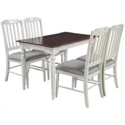 5-Piece Rectangular Wood Top Gray Dining Table Set by Wateday