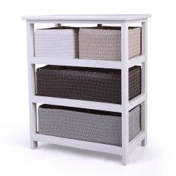 4-Drawer White Dresser with Woven Baskets (23.60"H X 19.70"W X 11.80"D) by Wateday 11 4-Drawer White Dresser with Woven Baskets (23.60"H X 19.70"W X 11.80"D) by Wateday -Wateday Sales Store white wateday dressers yj yuki9597425 1f 1000