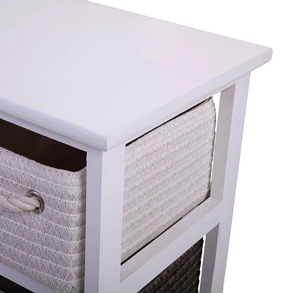 4-Drawer White Dresser with Woven Baskets (23.60"H X 19.70"W X 11.80"D) by Wateday 4 4-Drawer White Dresser with Woven Baskets (23.60"H X 19.70"W X 11.80"D) by Wateday - Image 4