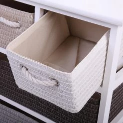 4-Drawer White Dresser with Woven Baskets (23.60"H X 19.70"W X 11.80"D) by Wateday 9 4-Drawer White Dresser with Woven Baskets (23.60"H X 19.70"W X 11.80"D) by Wateday -Wateday Sales Store white wateday dressers yj yuki9597425 c3 1000