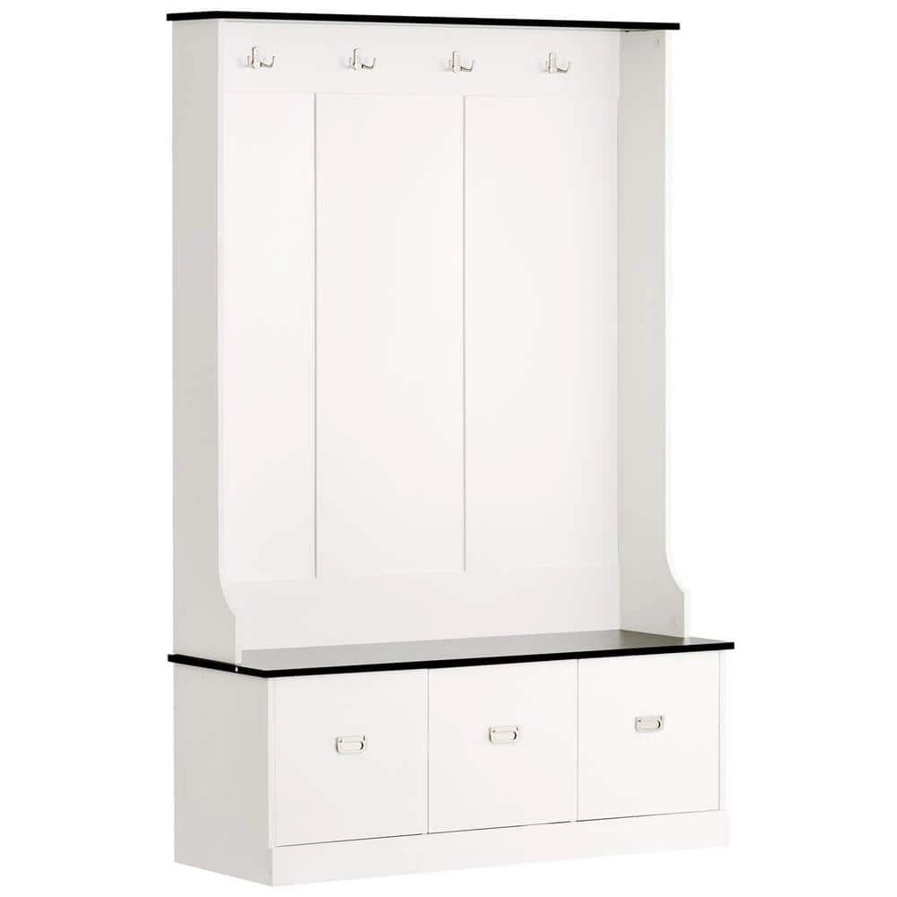White Hall Tree Storage Bench, 3-in-1 Design, 72.1 in. H x 16.3 in. W x 45.8 L in. by Wateday 1 White Hall Tree Storage Bench, 3-in-1 Design, 72.1 in. H x 16.3 in. W x 45.8 L in. by Wateday