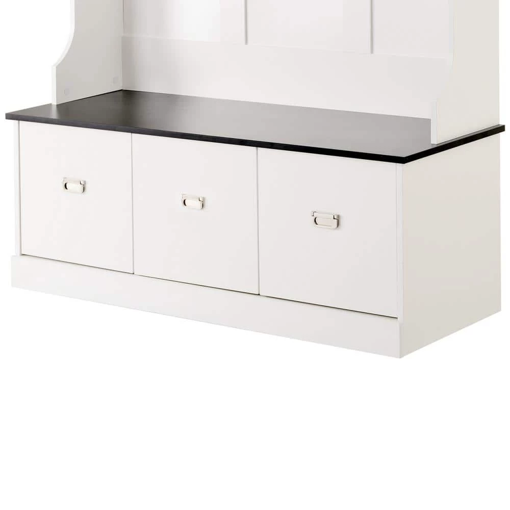 White Hall Tree Storage Bench, 3-in-1 Design, 72.1 in. H x 16.3 in. W x 45.8 L in. by Wateday 4 White Hall Tree Storage Bench, 3-in-1 Design, 72.1 in. H x 16.3 in. W x 45.8 L in. by Wateday - Image 4