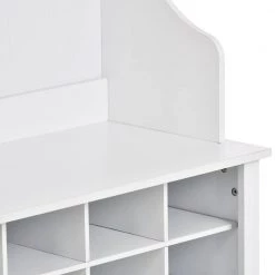 White Bench Hall Tree with 24-Shoe Cubbies Hooks by Wateday -Wateday Sales Store white wateday hall trees yj yuki9596493 1f 1000