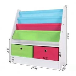 29.13 in. White Wood without Shelf Storage Bookcase with 3 Straps by Wateday -Wateday Sales Store white wateday kids bookshelves yj yuki9596809 1f 1000