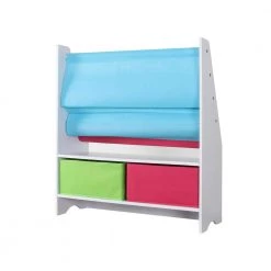 29.13 in. White Wood without Shelf Storage Bookcase with 3 Straps by Wateday