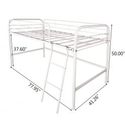 White Twin Low Loft Metal Bed with Sturdy Steel Frame by Wateday -Wateday Sales Store white wateday loft beds yj yuki9596431 1f 1000