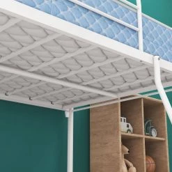 White Twin Low Loft Metal Bed with Sturdy Steel Frame by Wateday -Wateday Sales Store white wateday loft beds yj yuki9596431 4f 1000