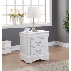 2-Drawer White Nightstand 24 in. H x 15 in. W x 24 in. D by Wateday -Wateday Sales Store white wateday nightstands yj yuki9595376 31 1000