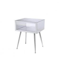 White Mirror Nightstand 23.22 in. H x 15.16 in. W x 17.91 in. D by Wateday