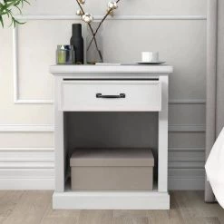 1-Drawer White Nightstand, 26"H x 15.9"W x 22"L by Wateday 15 1-Drawer White Nightstand, 26"H x 15.9"W x 22"L by Wateday -Wateday Sales Store white wateday nightstands yj yuki9595410 31 1000