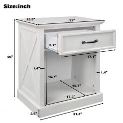 1-Drawer White Nightstand, 26"H x 15.9"W x 22"L by Wateday 14 1-Drawer White Nightstand, 26"H x 15.9"W x 22"L by Wateday -Wateday Sales Store white wateday nightstands yj yuki9595410 44 1000