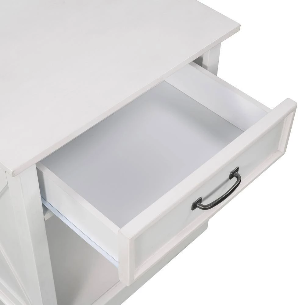 1-Drawer White Nightstand, 26"H x 15.9"W x 22"L by Wateday 5 1-Drawer White Nightstand, 26"H x 15.9"W x 22"L by Wateday - Image 5