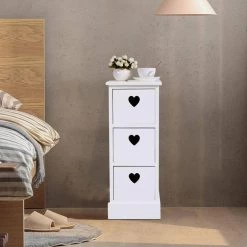 3-Drawer White Nightstand 25 in. H x 9.6 in. W x 11.6 in. D by Wateday -Wateday Sales Store white wateday nightstands yj yuki9596138 31 1000