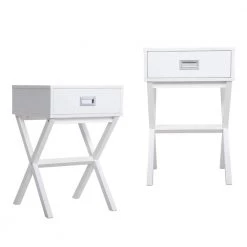 1-Drawer White Nightstand 23.62 in. H x 15.75 in. W x 15.75 in. D (Set of 2) by Wateday