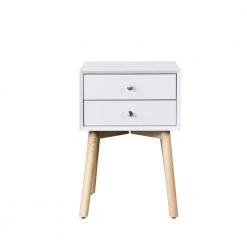 2-Drawer White Nightstand 24.02 in. H x 15.75 in. W x 15.75 in. D by Wateday