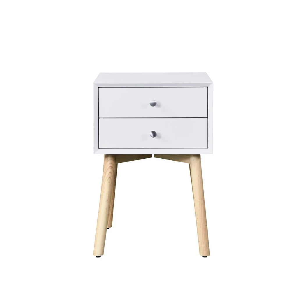 2-Drawer White Nightstand 24.02 in. H x 15.75 in. W x 15.75 in. D by Wateday 1 2-Drawer White Nightstand 24.02 in. H x 15.75 in. W x 15.75 in. D by Wateday