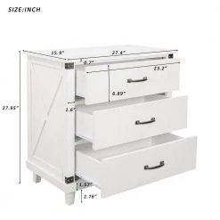 3-Drawer White Nightstand 27.95 in. H x 27.4 in. W x 15.9 in. D by Wateday -Wateday Sales Store white wateday nightstands yj yuki9596538 44 1000