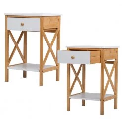 1-Drawer White Nightstand with Shelf, Set of 2 (23.82 in. H x 15.75 in. W x 13.78 in. D) by Wateday