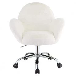 White Fabric Office Chair with Arms by Wateday -Wateday Sales Store white wateday office stools yj yuki9595100 c3 1000