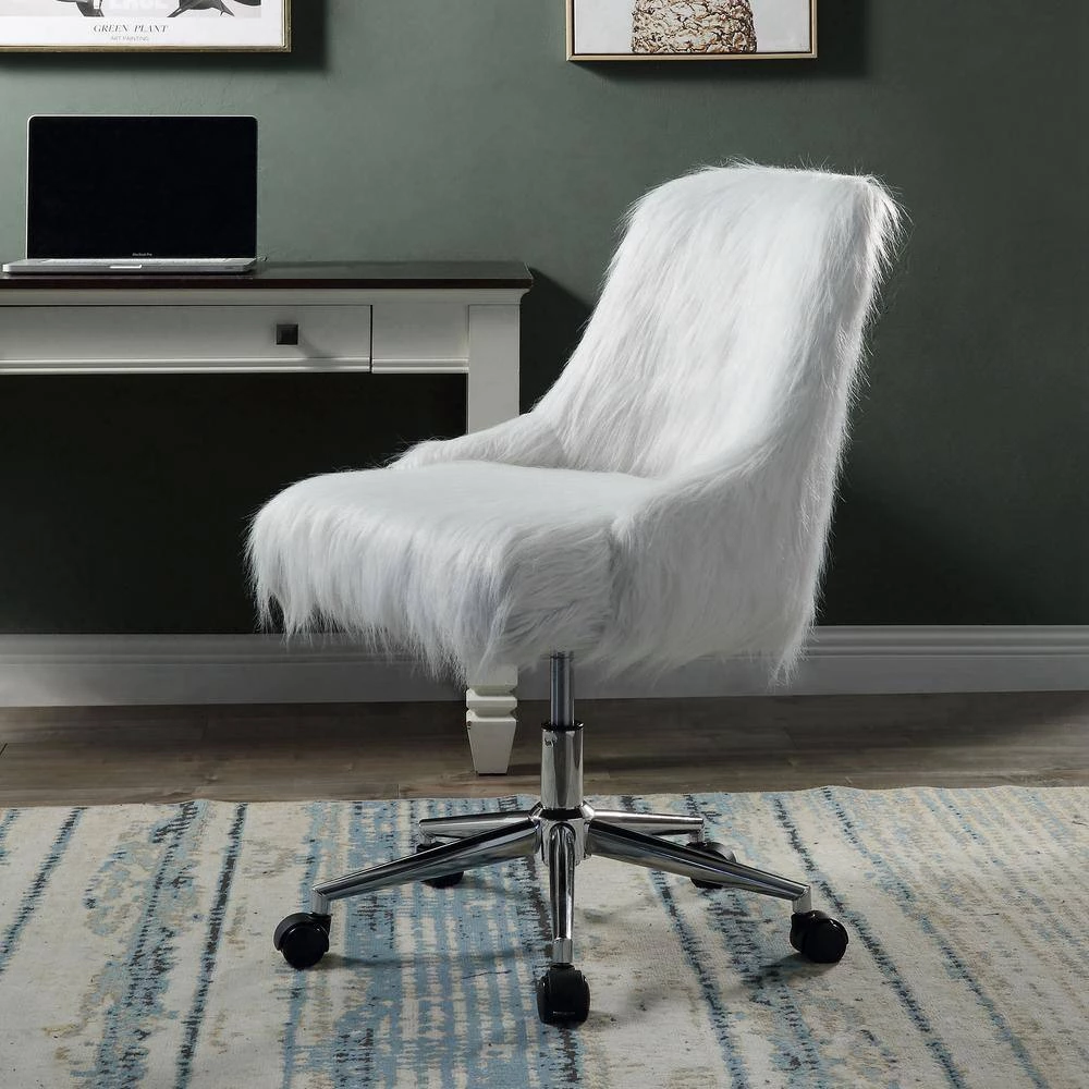 White Faux Fur Office Chair without Arm by Wateday 5 White Faux Fur Office Chair without Arm by Wateday - Image 5