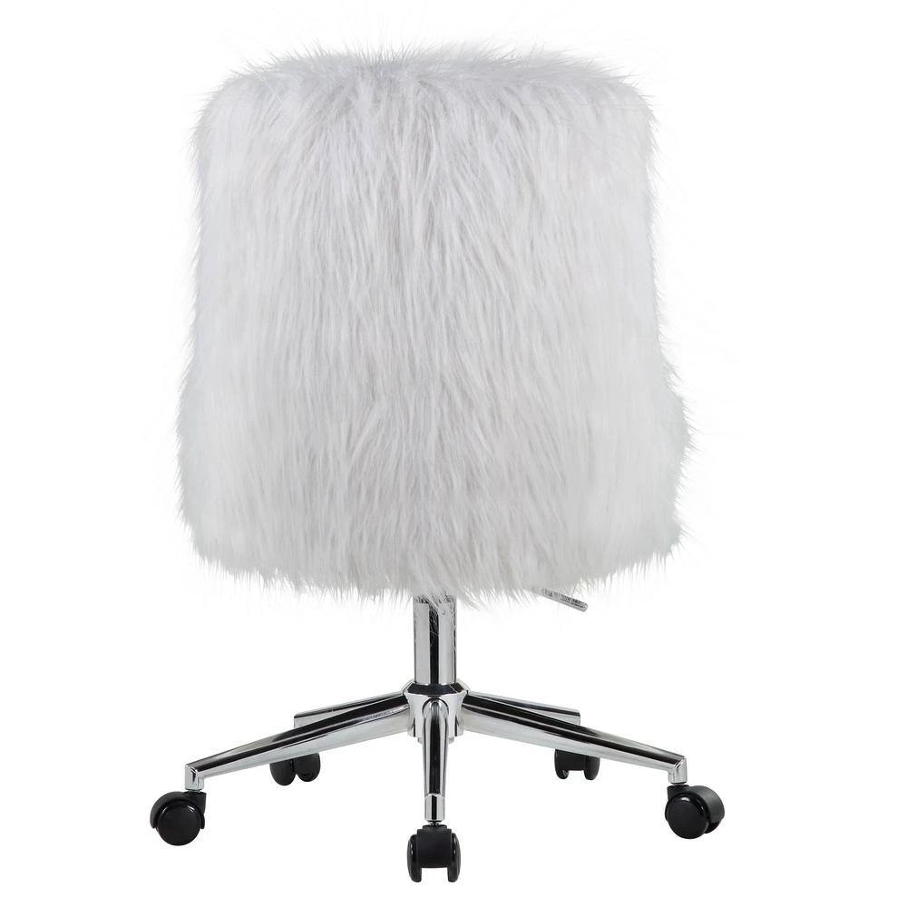 White Faux Fur Office Chair without Arm by Wateday 4 White Faux Fur Office Chair without Arm by Wateday - Image 4