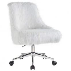 White Faux Fur Office Chair without Arm by Wateday