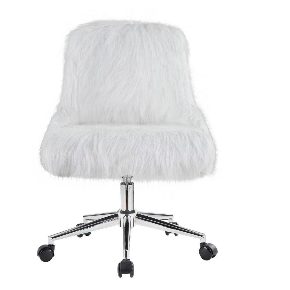 White Faux Fur Office Chair without Arm by Wateday 3 White Faux Fur Office Chair without Arm by Wateday - Image 3