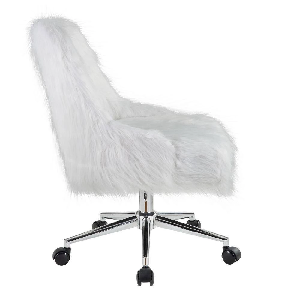 White Faux Fur Office Chair without Arm by Wateday 2 White Faux Fur Office Chair without Arm by Wateday - Image 2