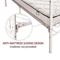 White Full Metal Bed Frame with Headboard and Footboard by Wateday -Wateday Sales Store white wateday panel beds yj yuki9596556 1f 1000