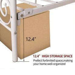 White Full Metal Bed Frame with Headboard and Footboard by Wateday -Wateday Sales Store white wateday panel beds yj yuki9596556 4f 1000