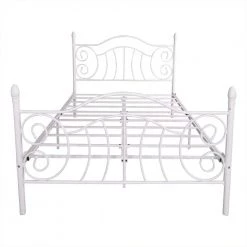 White Full Metal Bed Frame with Headboard and Footboard by Wateday