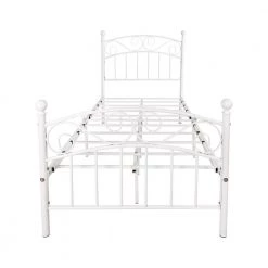 White Queen Metal Bed Frame with Headboard and Footboard by Wateday