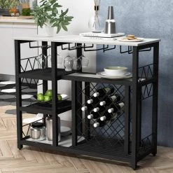 White Buffet Table with Shelves and Wine Rack by Wateday 15 White Buffet Table with Shelves and Wine Rack by Wateday -Wateday Sales Store white wateday sideboards buffet tables yj yuki9596252 31 1000