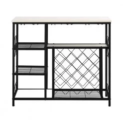 White Buffet Table with Shelves and Wine Rack by Wateday