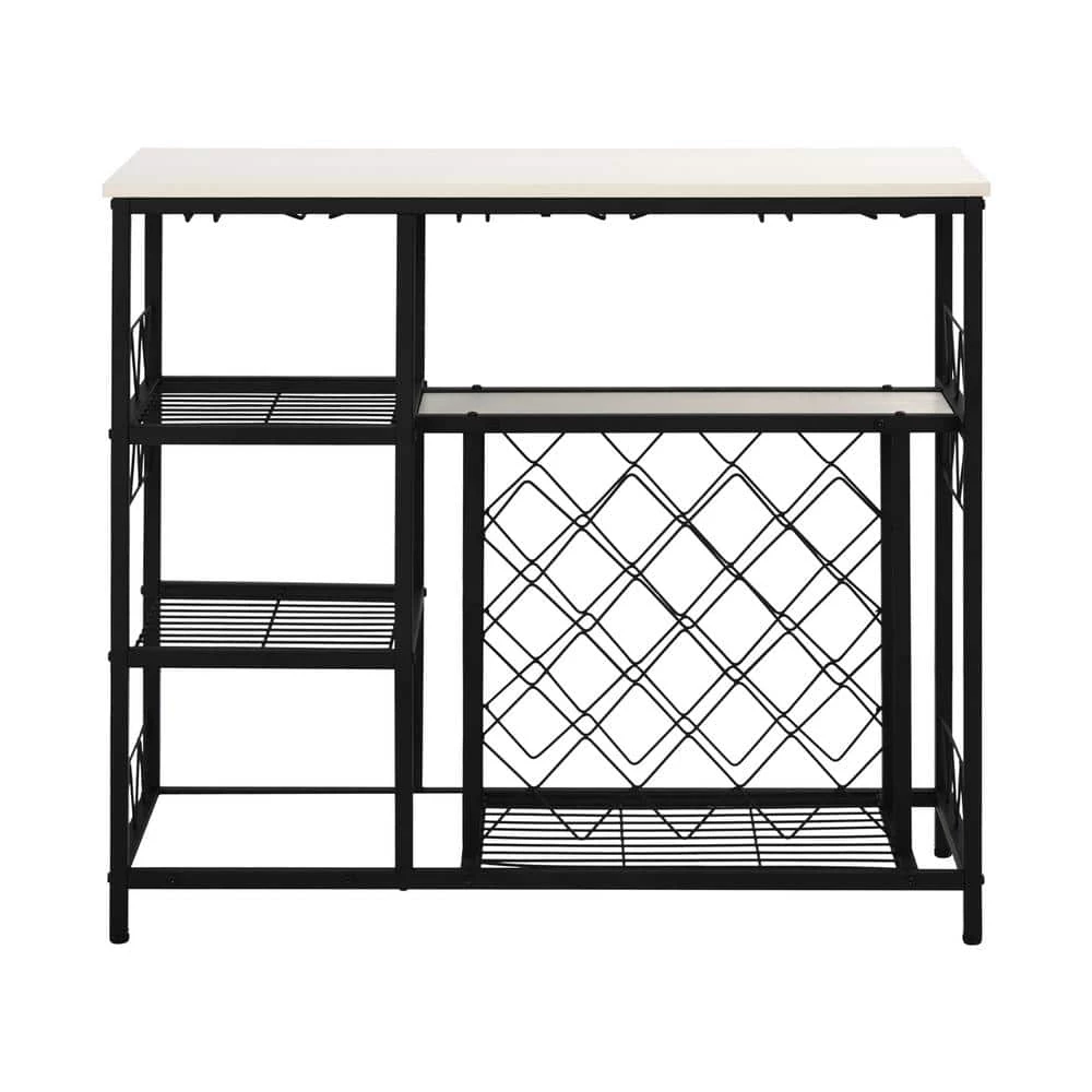 White Buffet Table with Shelves and Wine Rack by Wateday 1 White Buffet Table with Shelves and Wine Rack by Wateday