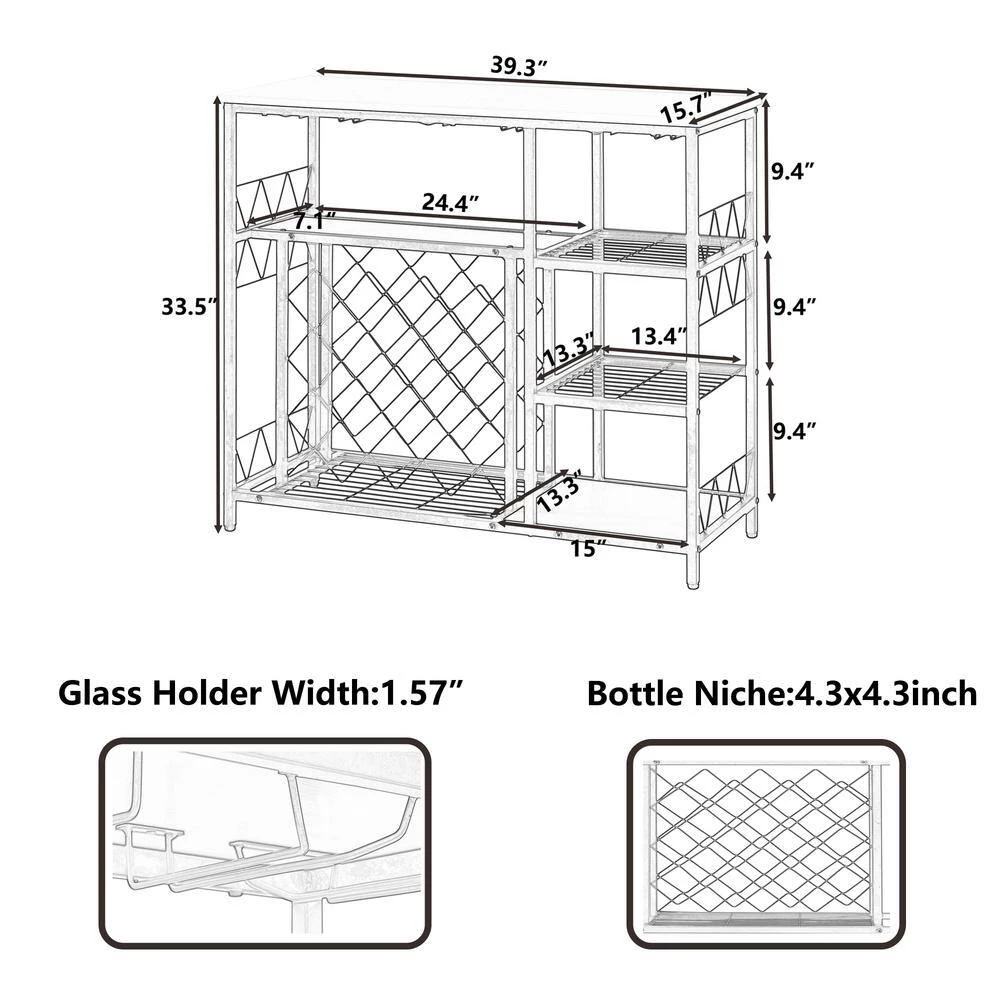 White Buffet Table with Shelves and Wine Rack by Wateday 7 White Buffet Table with Shelves and Wine Rack by Wateday - Image 7