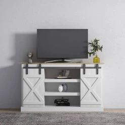 53.9 in. White TV Stand with Storage Cabinet, Fits TV's up to 65 in. by Wateday -Wateday Sales Store white wateday tv stands yj yuki9595452 31 1000