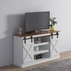 53.9 in. White TV Stand with Storage Cabinet, Fits TV's up to 65 in. by Wateday -Wateday Sales Store white wateday tv stands yj yuki9595452 c3 1000