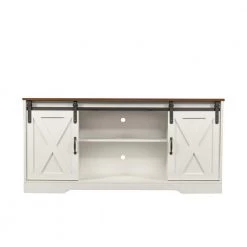 59 in. White TV Stand with Adjustable Shelves Fits TV's up to 65 in. by Wateday