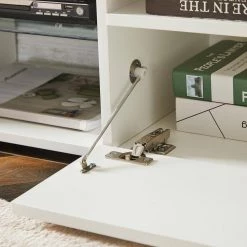 51 in. White TV Stand with 2-Drawers Fits TV's up to 55 in. with LED Lights by Wateday -Wateday Sales Store white wateday tv stands yj yuki9595935 c3 1000