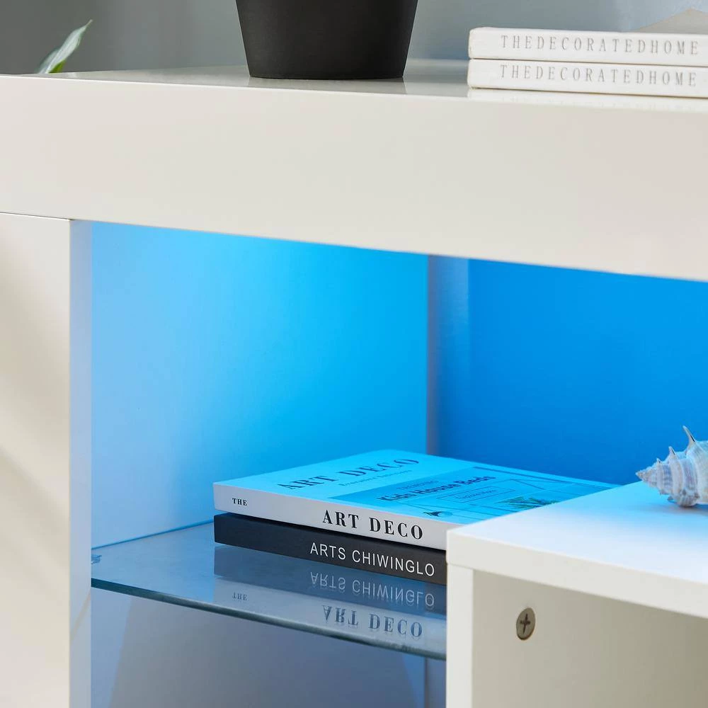 51 in. White TV Stand Fits TV's up to 55 in. with LED Lights, Storage Cabinet by Wateday 4 51 in. White TV Stand Fits TV's up to 55 in. with LED Lights, Storage Cabinet by Wateday - Image 4